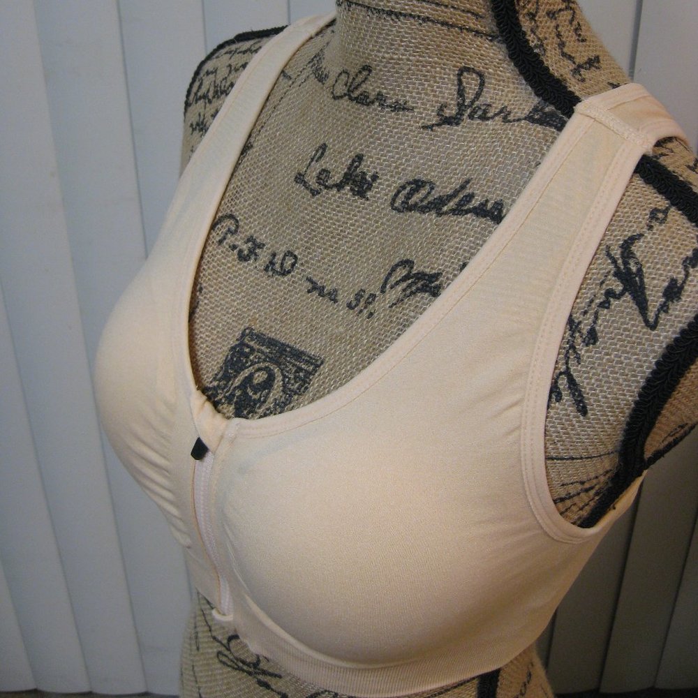 NWOT nude zip front sports bra M med - Picture 2 of 6